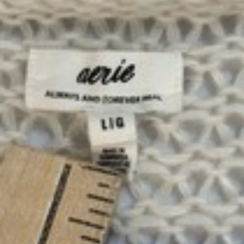 SOLD. Please DO NOT BUY.   Aerie Cardigan Sweater Woman Sz Large White Blue - Picture 4 of 12